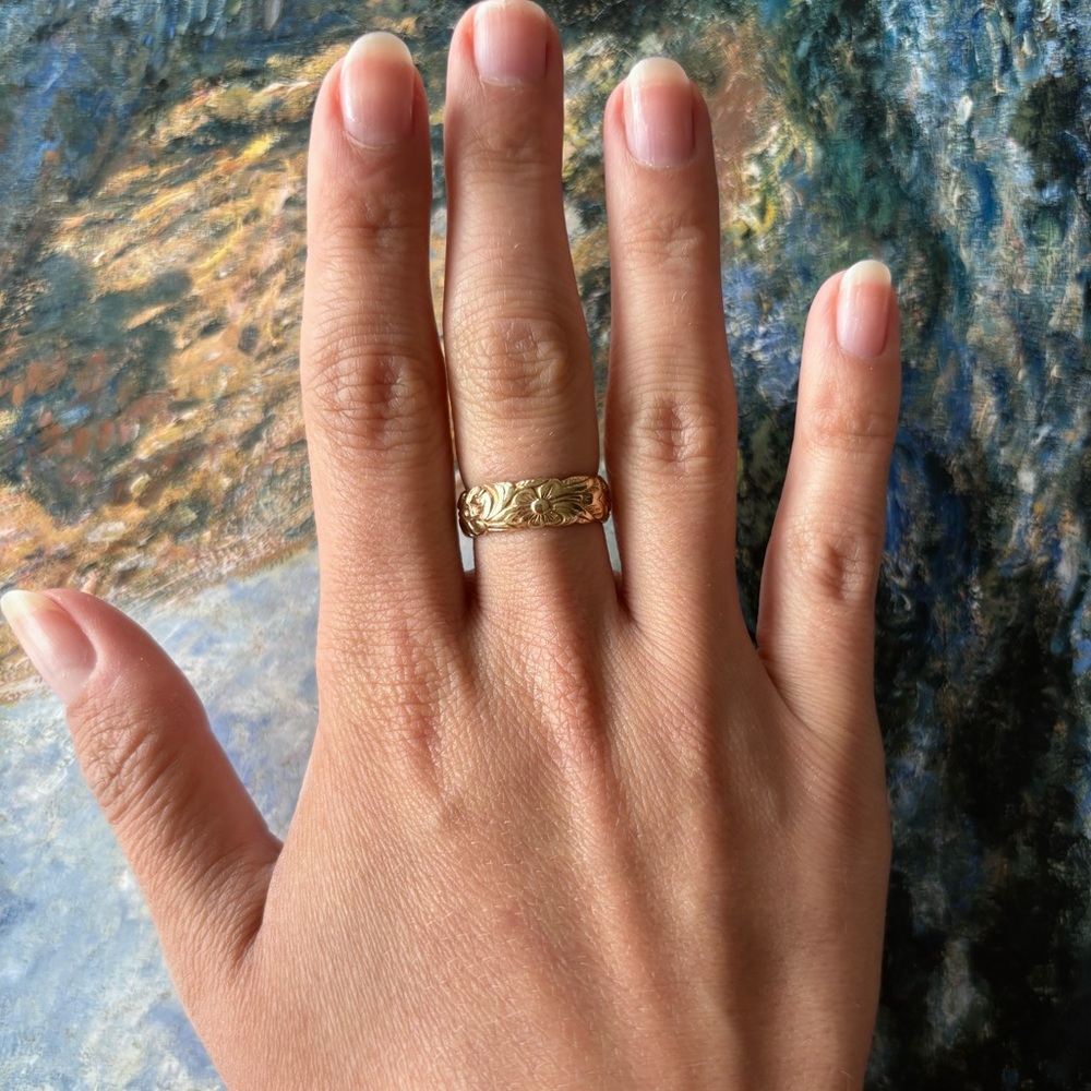14k Artcarved Floral Band Ring